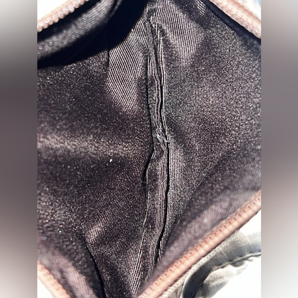 Coach wristlet small cc pattern on brown jacquard with dark brown leather trim. - Picture 3 of 7